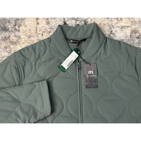 NWT Travis Mathew Men Large Come What May Green Quilted Bomber Jacket $ 189.00 - Picture 1 of 10